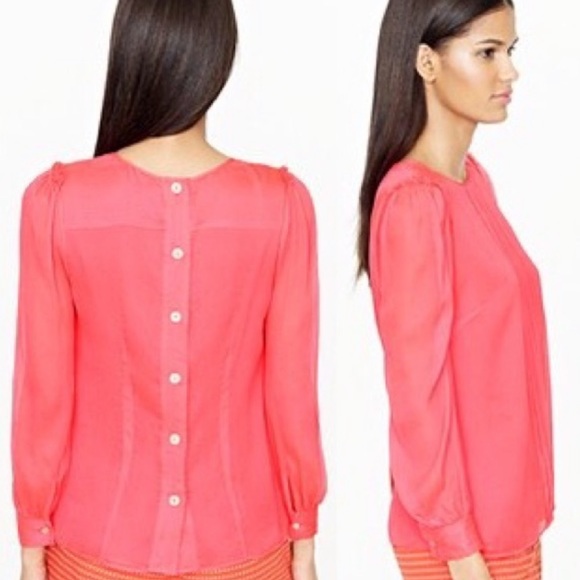 J. Crew Tops - J.Crew Silk Pintuck Blouse (Neon Rose) NWT Size 2